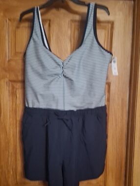 Abercrombie & Fitch Navy and White Striped Romper